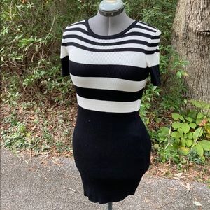 NWT BodyCon Dress Black White Size Large L